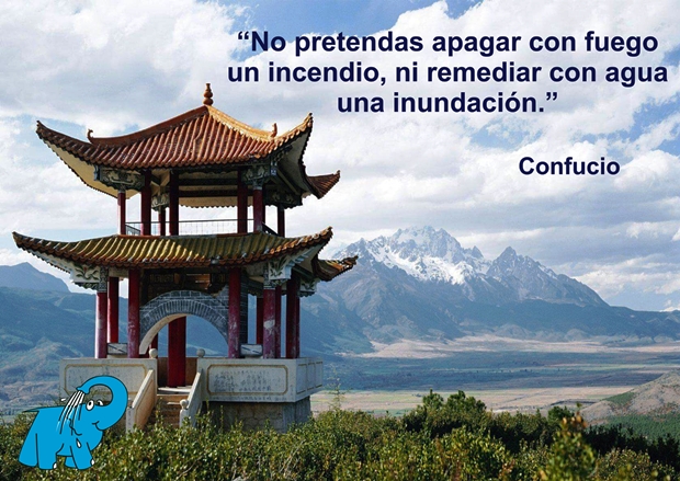 No pretenas apagar con fuego un incendio, ni remediar con agua una inundación. 